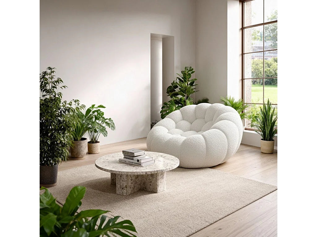 Fauteuil Compressé 1 place Beige en Tissu - Cocoon