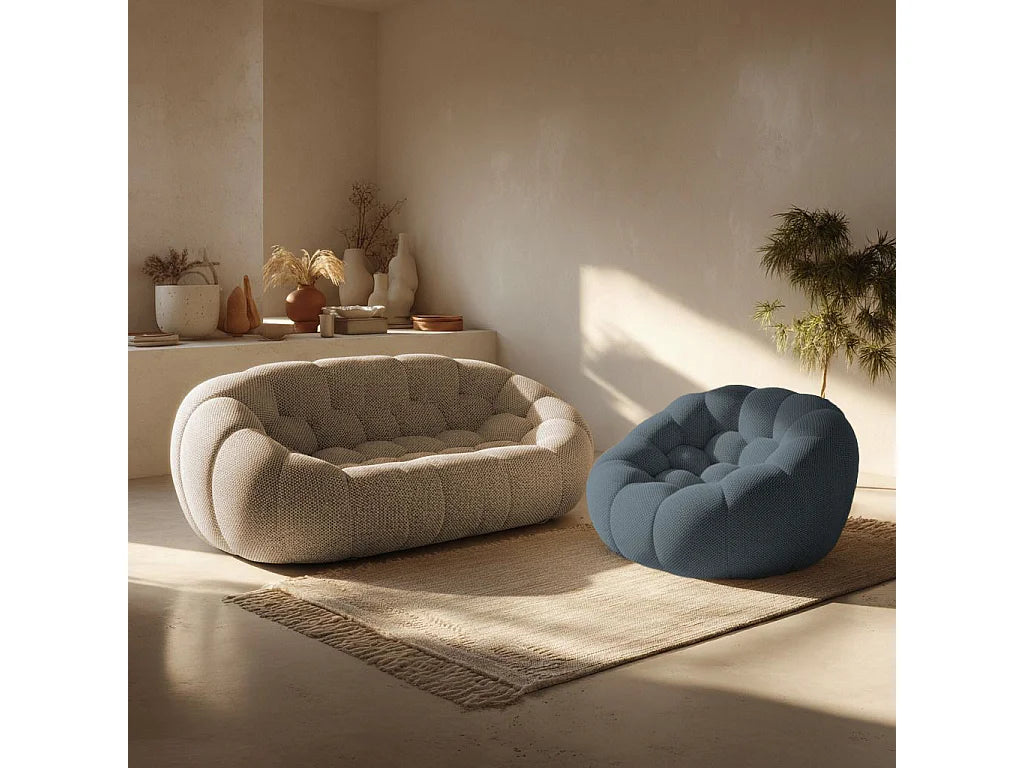 Canapé Compressé 2 places Beige en Tissu - Cocoon