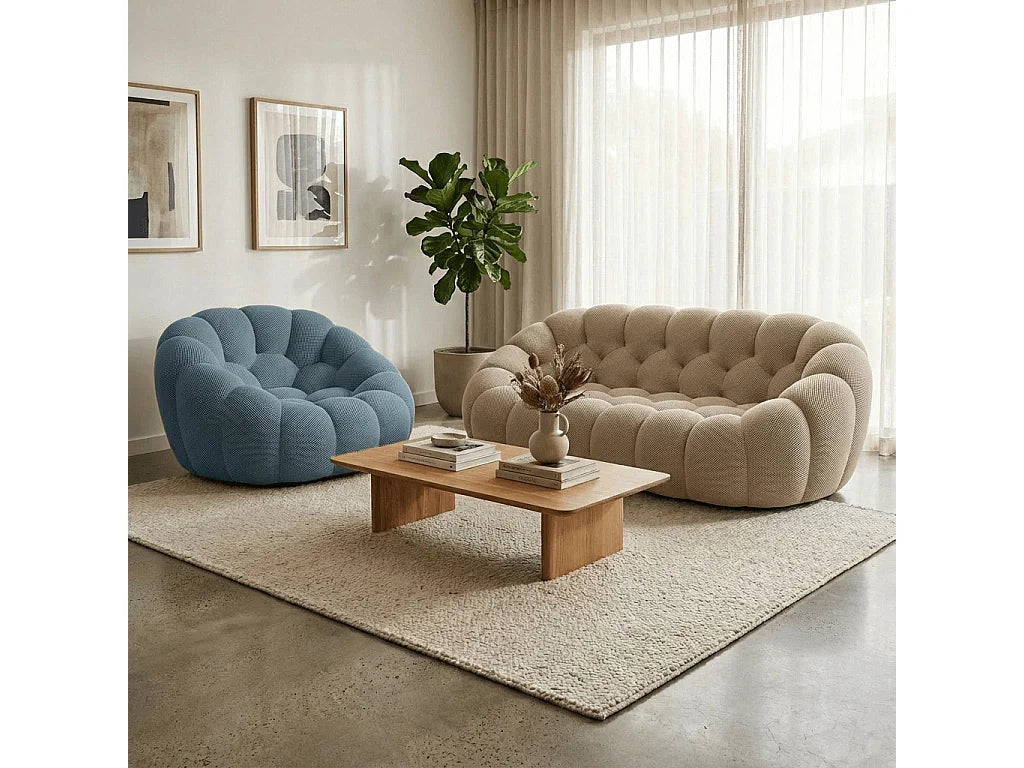 Canapé Compressé 2 places Beige en Tissu - Cocoon