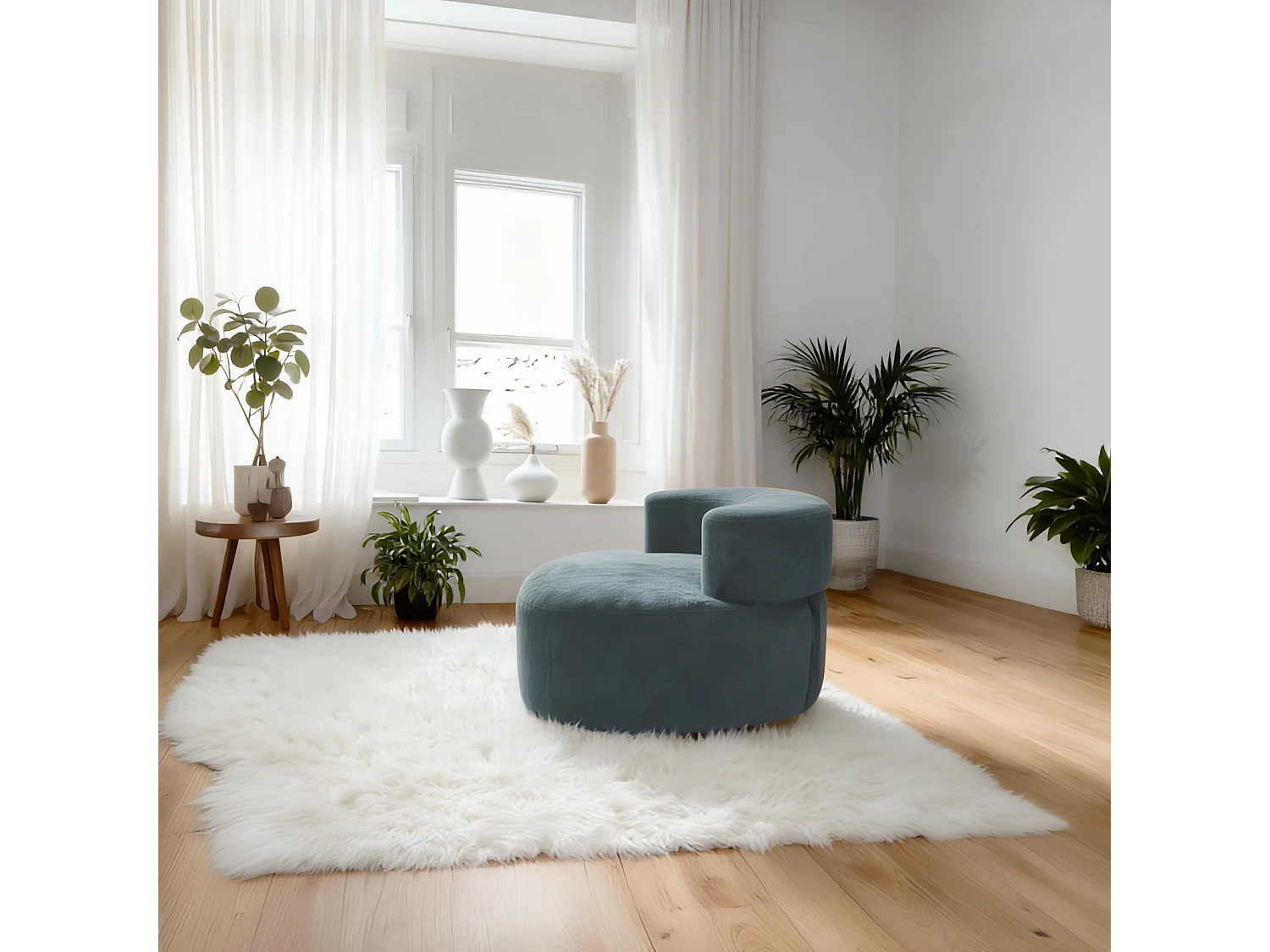 Fauteuil Compressé 1 place Beige en Tissu - Milo