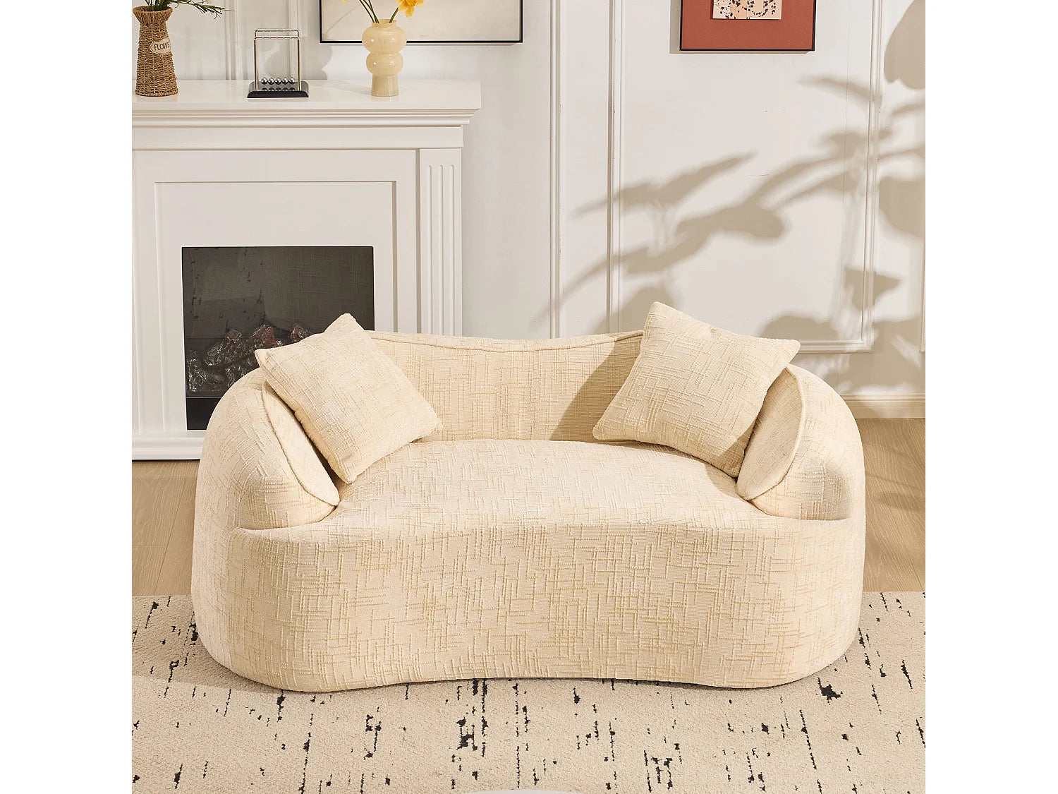 Canapé Compressé 2 places Beige en Tissu - LVHOM