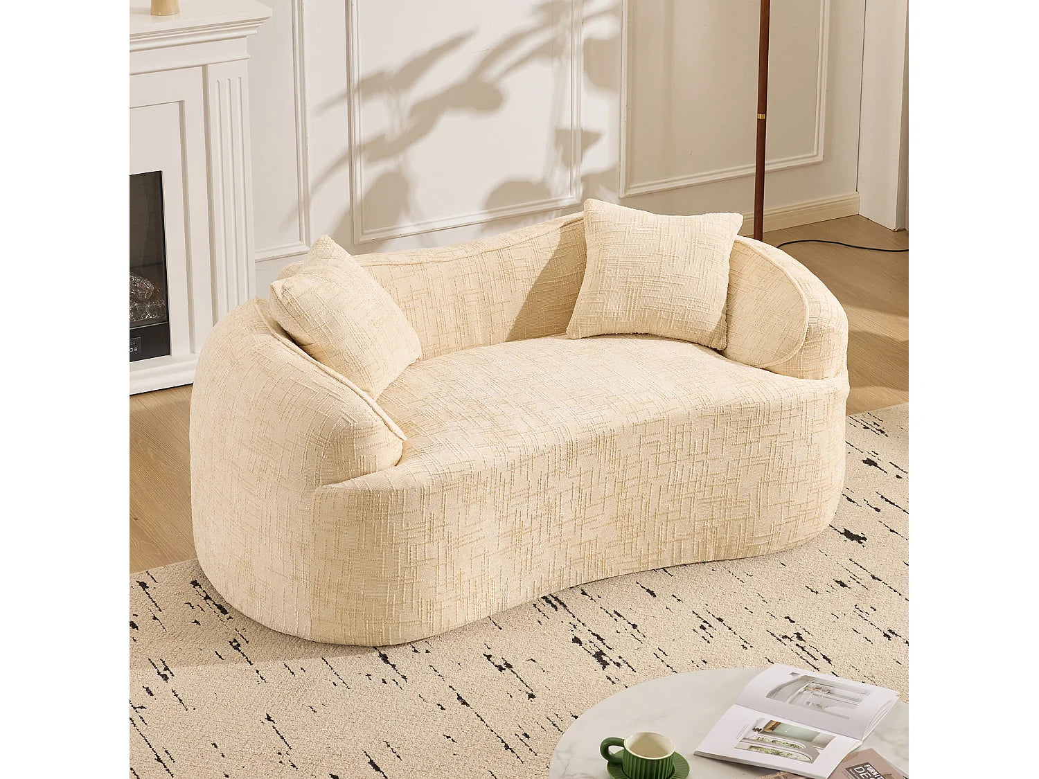 Canapé Compressé 2 places Beige en Tissu - LVHOM