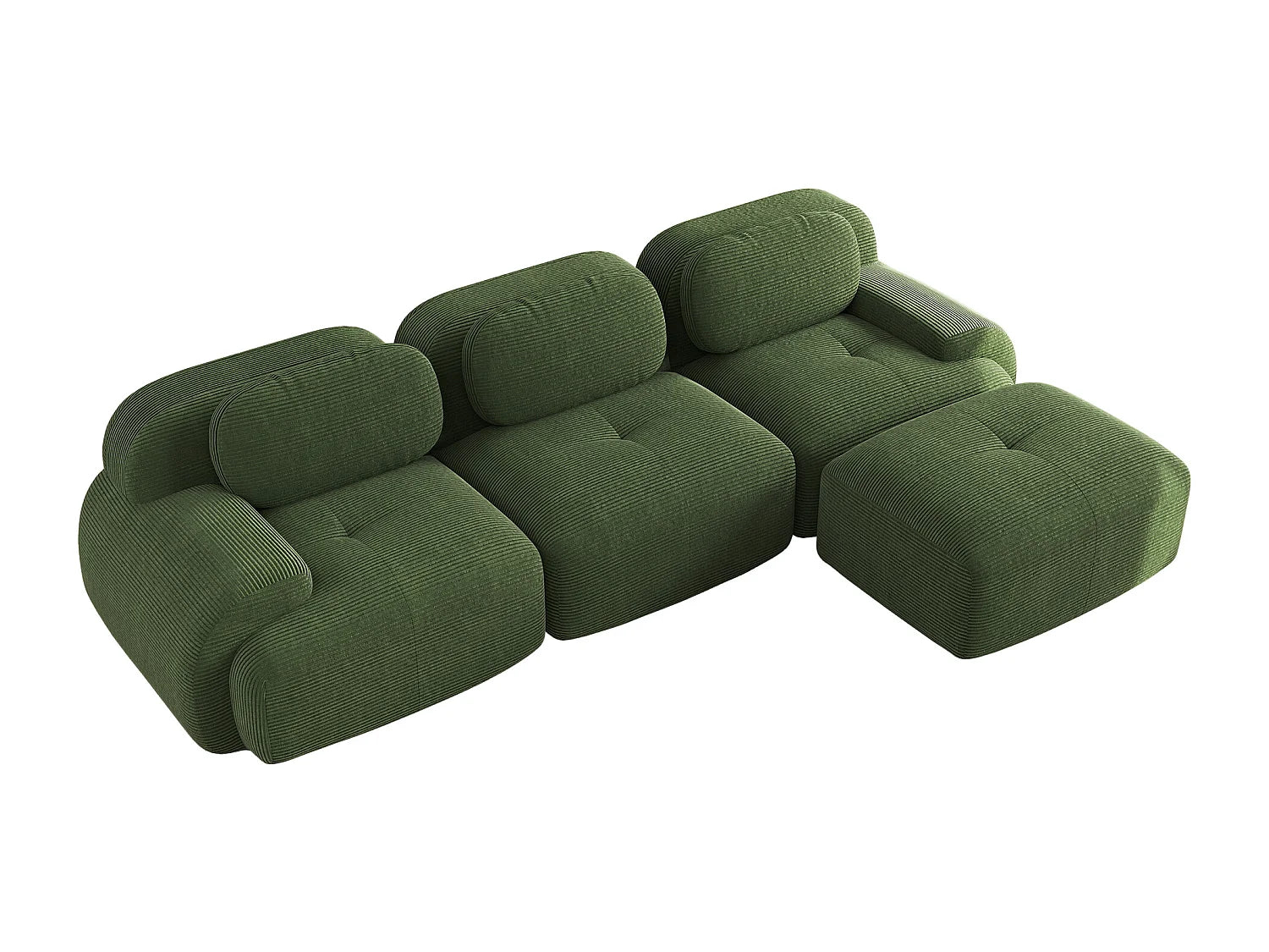 Canapé Compressé d'Angle 3 places Vert en Velours côtelé - LVHOM