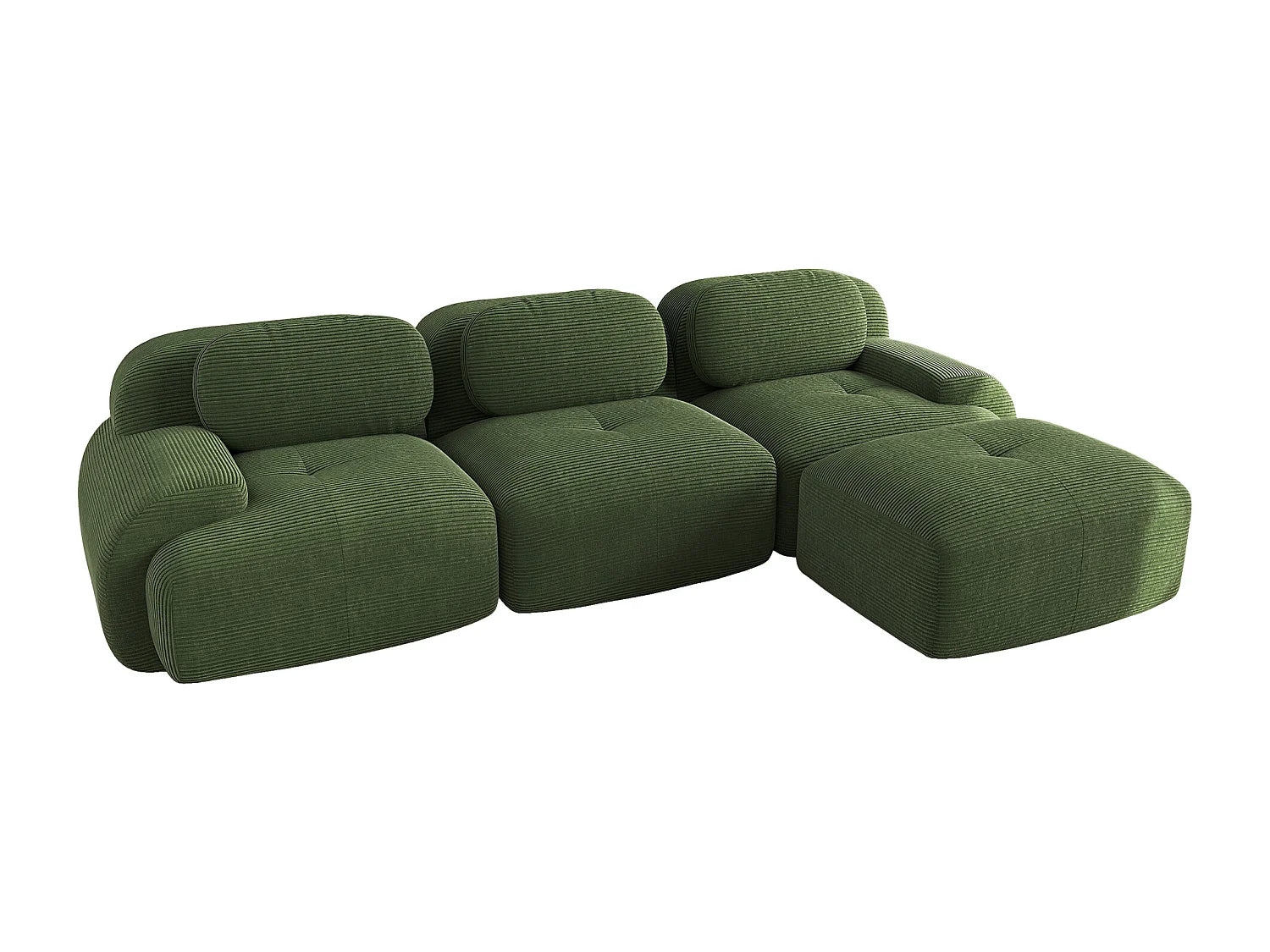 Canapé Compressé d'Angle 3 places Vert en Velours côtelé - LVHOM