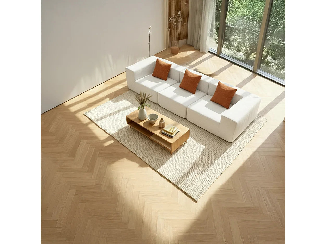 Canapé Compressé 3 places Blanc & orange en Flanelle - Pure