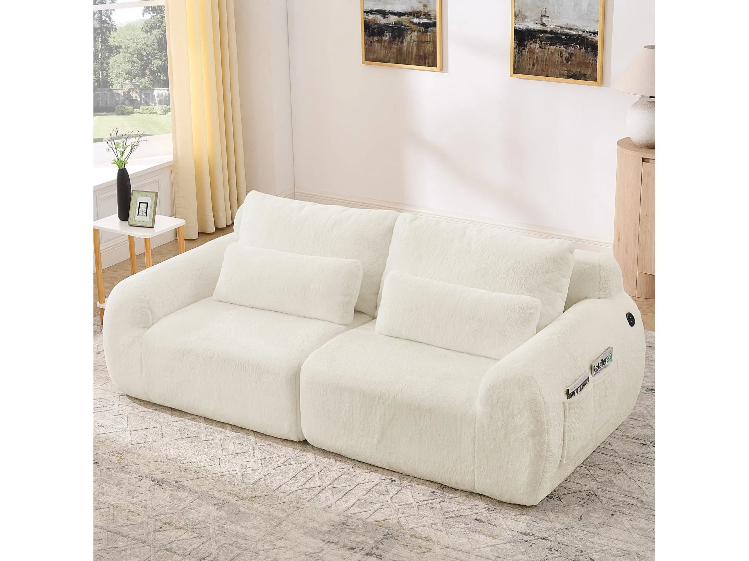 Canapé Compressé 2 places Beige en Tissu - LVHOM