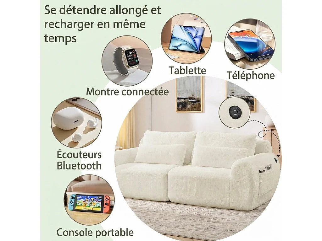 Canapé Compressé 2 places Beige en Tissu - LVHOM
