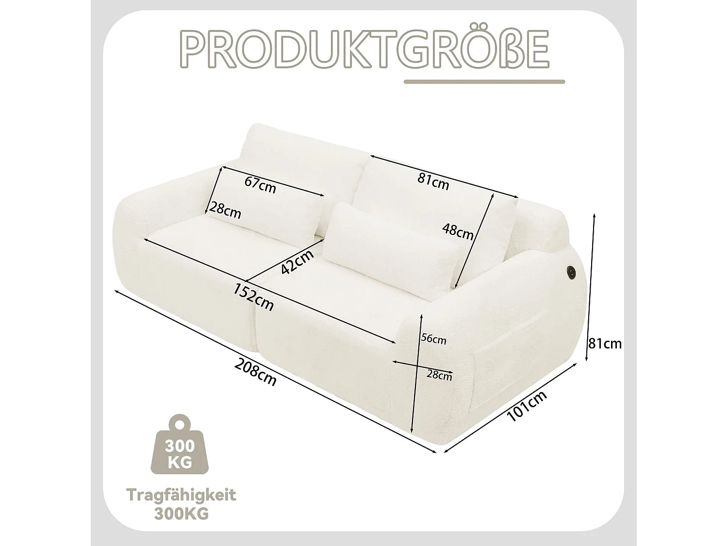Canapé Compressé 2 places Beige en Tissu - LVHOM