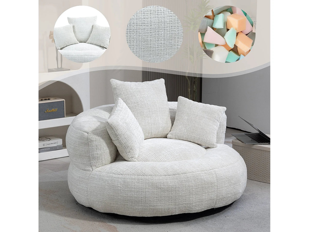 Canapé Compressé 1 place Beige en Tissu - LVHOM