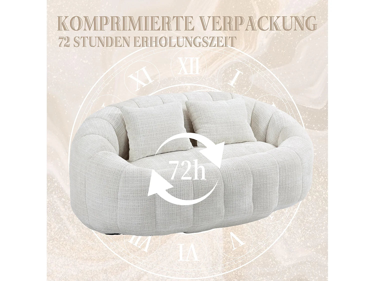 Canapé Compressé 2 places Beige en Tissu chenille - LVHOM