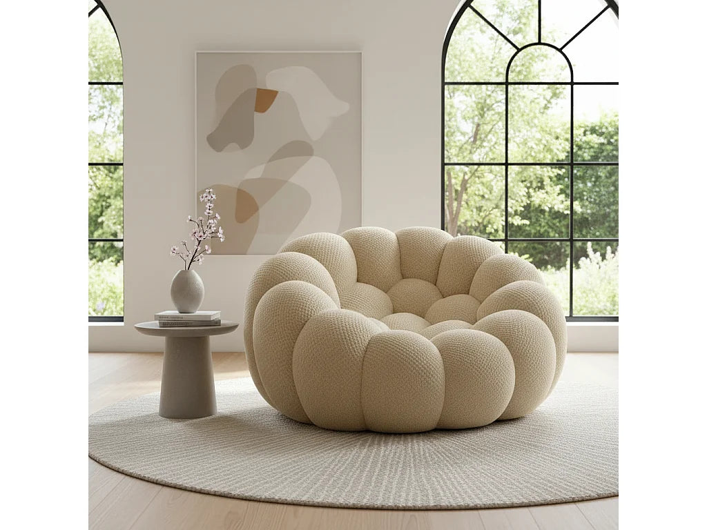 Fauteuil Compressé 1 place Beige en Tissu - Cocoon