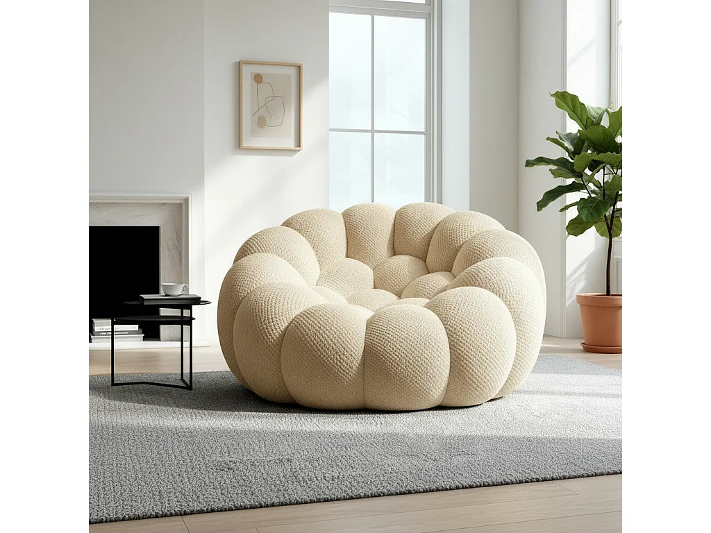 Fauteuil Compressé 1 place Beige en Tissu - Cocoon