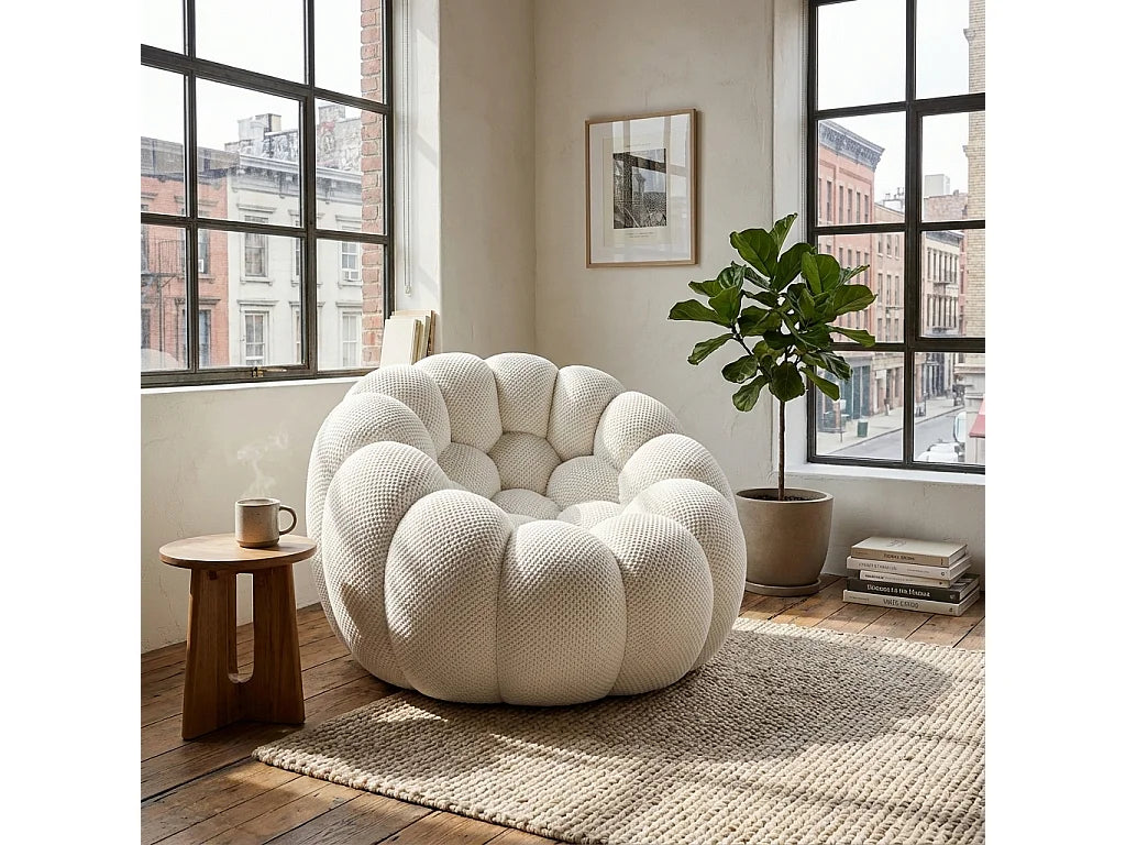 Fauteuil Compressé 1 place Beige en Tissu - Cocoon