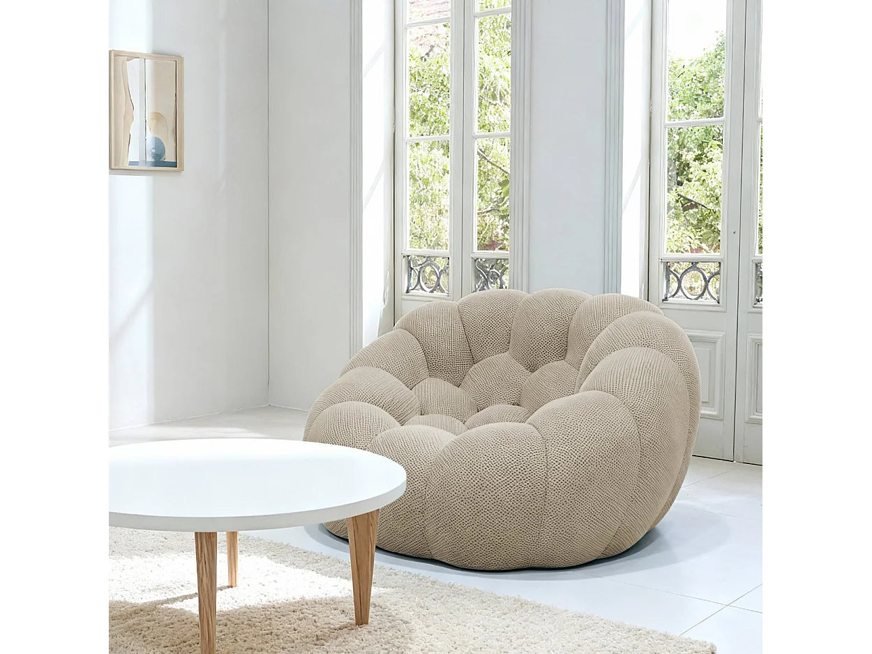 Fauteuil Compressé 1 place Beige en Tissu - Cocoon