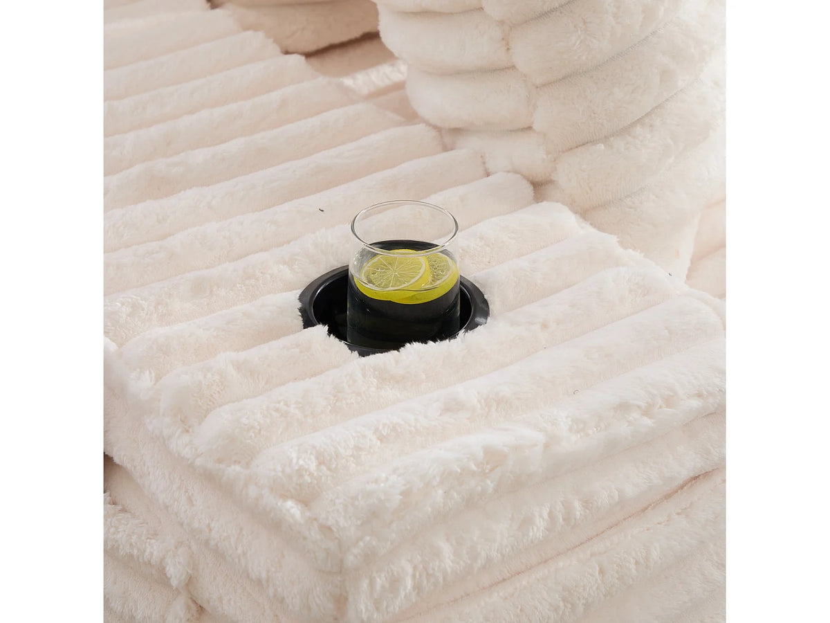 Canapé Compressé 2 places Beige en Velours côtelé - LVHOM