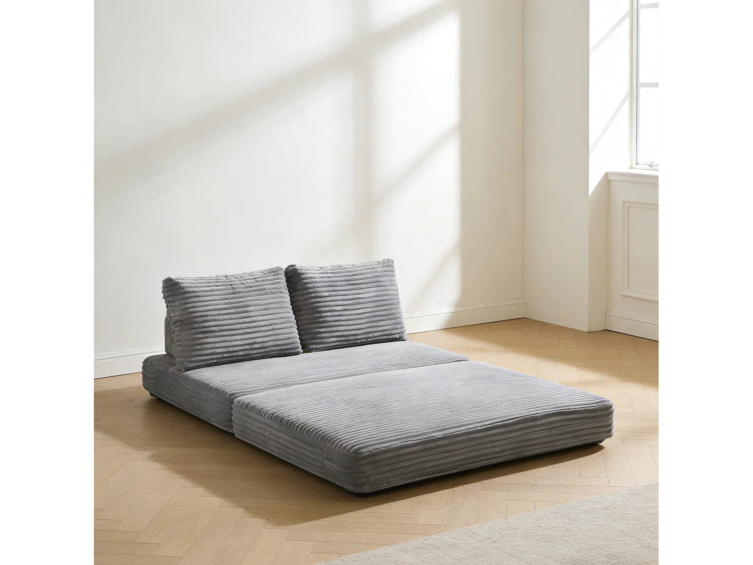 Canapé Compressé Convertible 2 places Gris clair en Velours côtelé - LVHOM