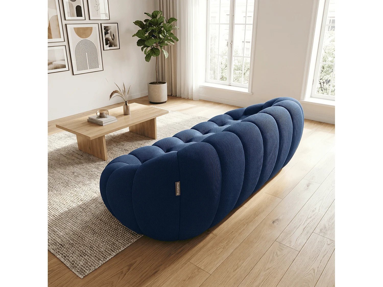 Canapé Compressé 2 places Bleu minuit en Tissu - Cocoon
