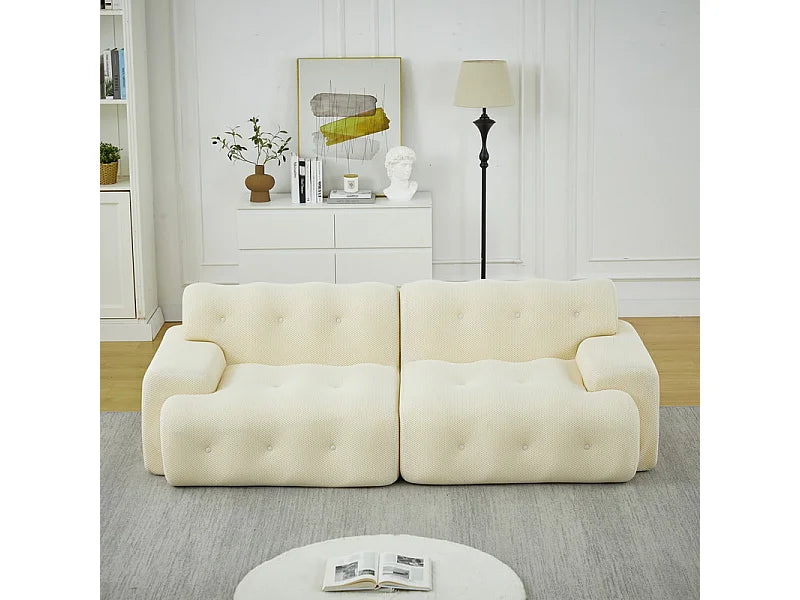 Canapé Compressé Modulable 2 places Beige en Tissu tricoté 3D - LVHOM