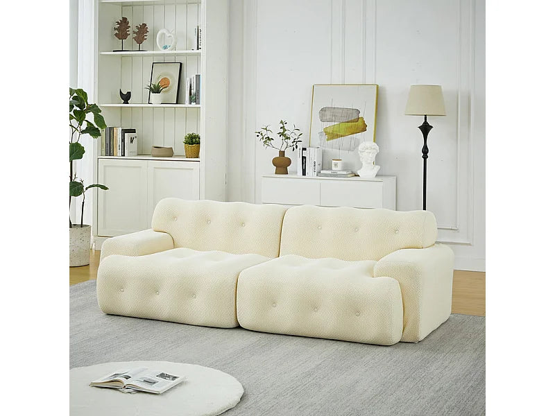 Canapé Compressé Modulable 2 places Beige en Tissu tricoté 3D - LVHOM