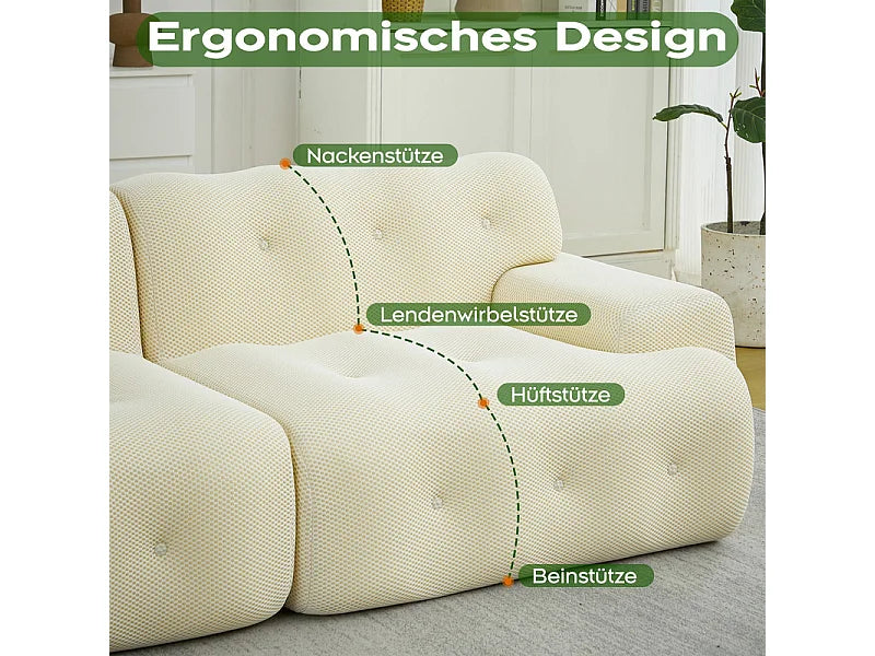 Canapé Compressé Modulable 2 places Beige en Tissu tricoté 3D - LVHOM