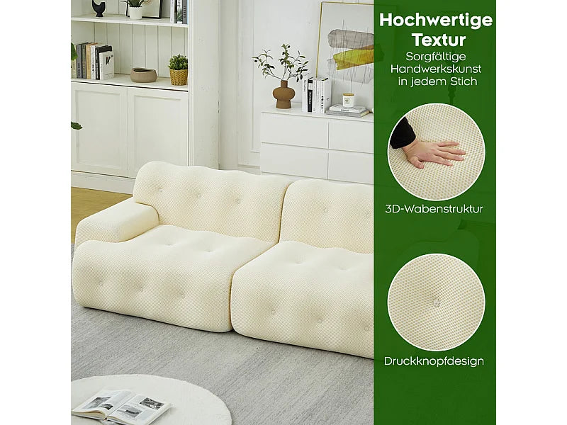 Canapé Compressé Modulable 2 places Beige en Tissu tricoté 3D - LVHOM