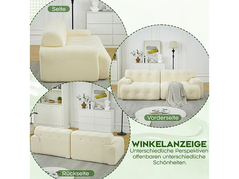 Canapé Compressé Modulable 2 places Beige en Tissu tricoté 3D - LVHOM