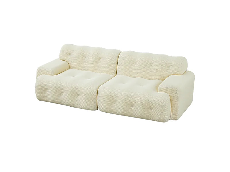 Canapé Compressé Modulable 2 places Beige en Tissu tricoté 3D - LVHOM