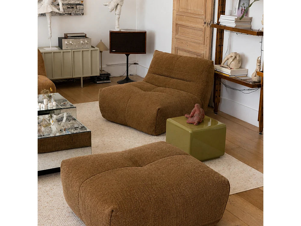 Pouf Compressé Bronze en Tissu - Alba