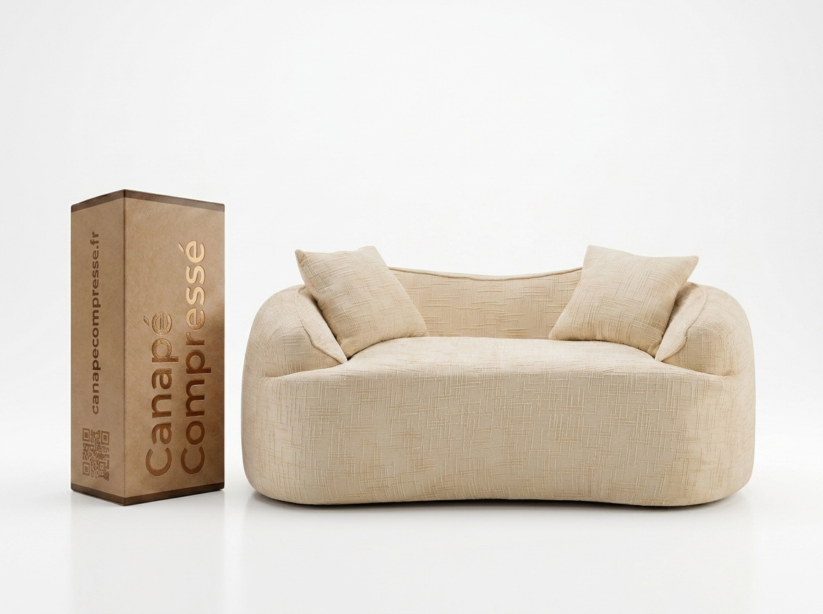 Canapé Compressé 2 places Beige en Tissu - LVHOM