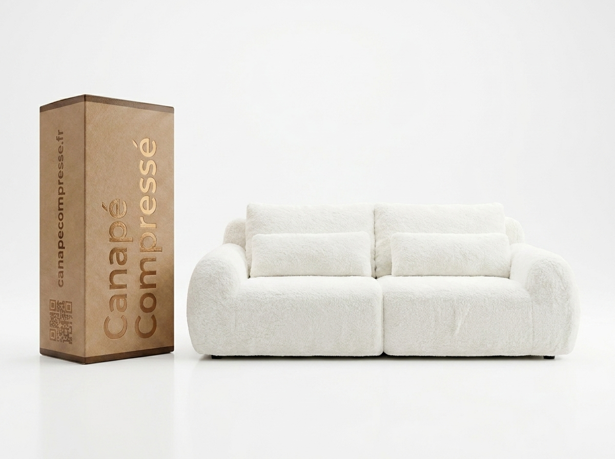 Canapé Compressé 2 places Beige en Tissu - LVHOM