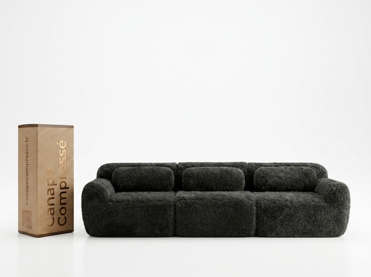Canapé Compressé 3 places Noir design - Wind