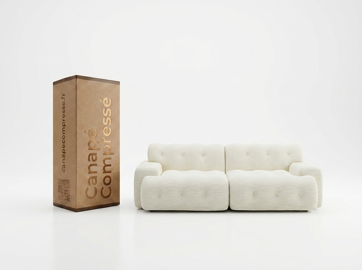Canapé Compressé Modulable 2 places Beige en Tissu tricoté 3D - LVHOM