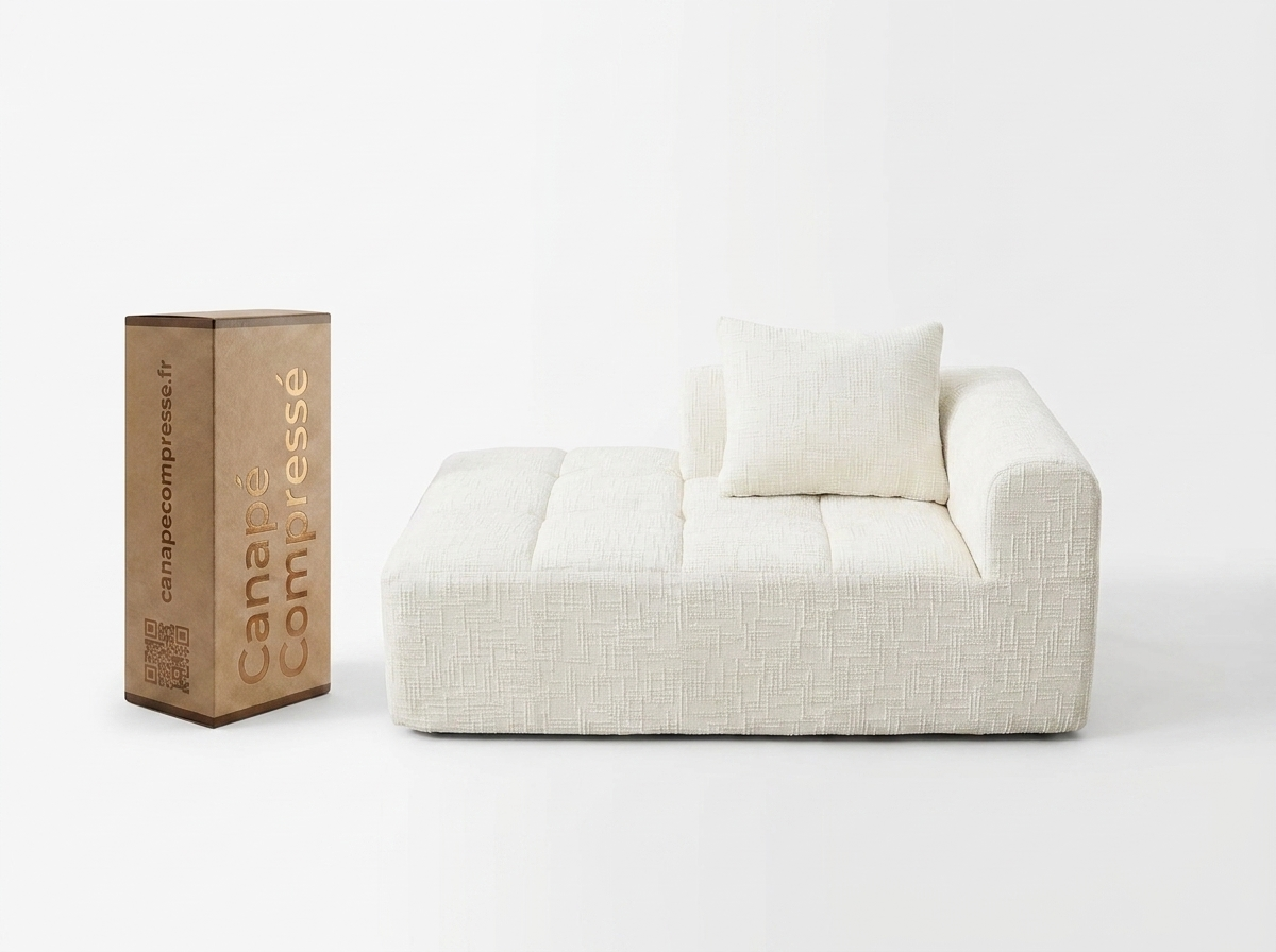 Canapé Compressé d'Angle 1 place Beige en Tissu chenille - LVHOM