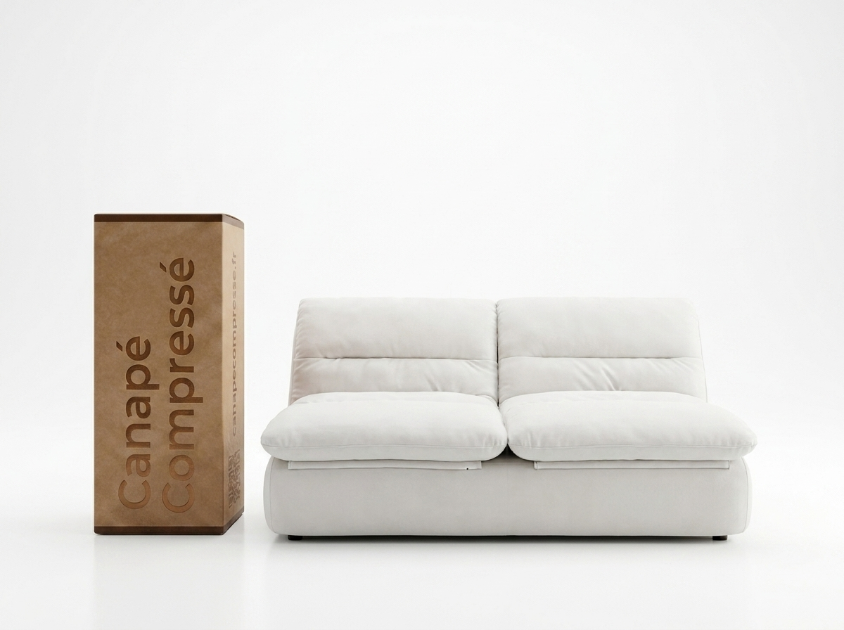 Canapé Compressé 3 places Blanc en Tissu - Nuvia