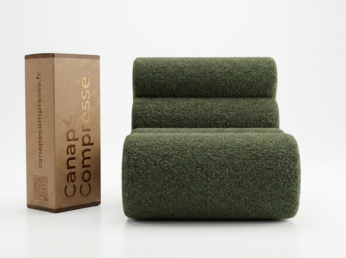 Chauffeuse Compressé Kaki modulable 1 place tissu effet alpaca - Nova