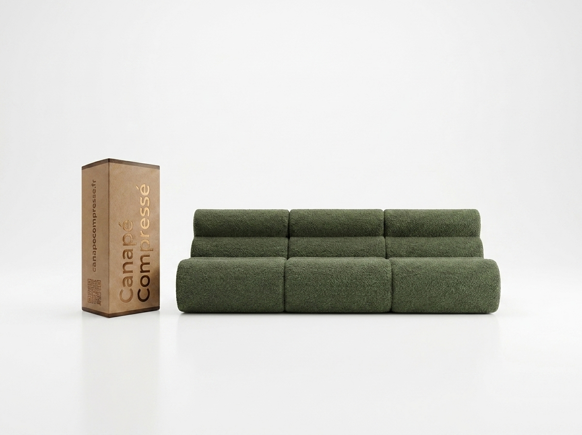 Chauffeuse Compressé Kaki modulable 3 place tissu effet alpaca - Nova