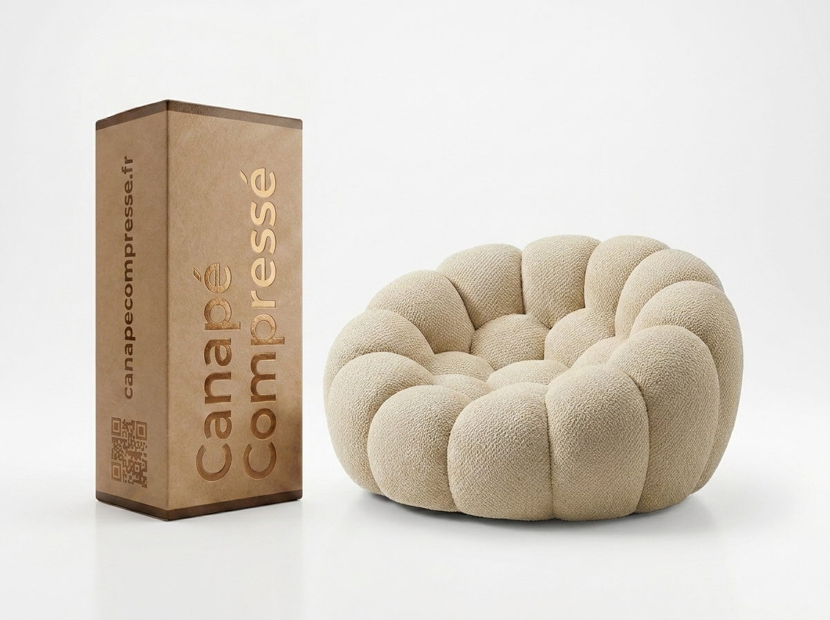 Fauteuil Compressé 1 place Beige en Tissu - Cocoon