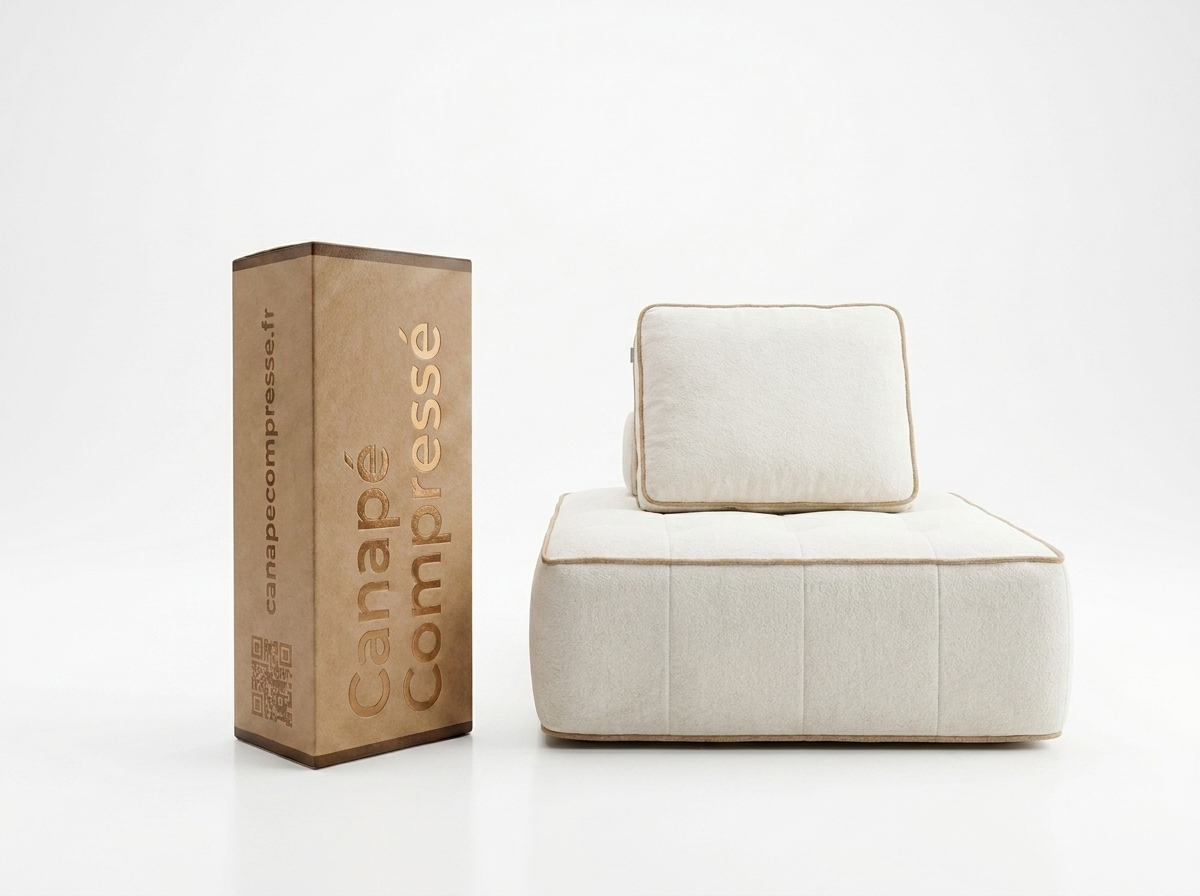 Fauteuil Compressé 1 place Beige en Tissu - Zen