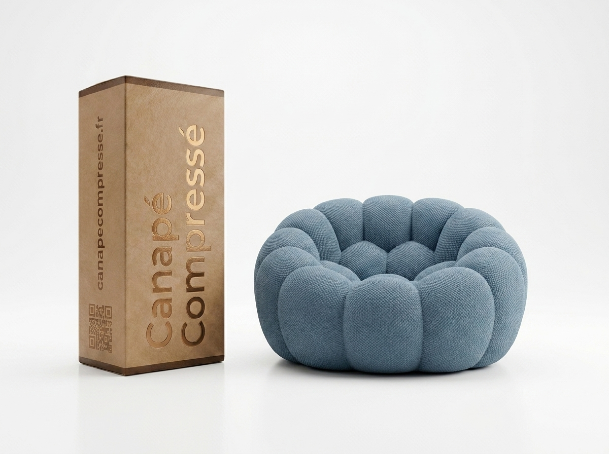 Fauteuil Compressé 1 place Bleu en Tissu - Cocoon
