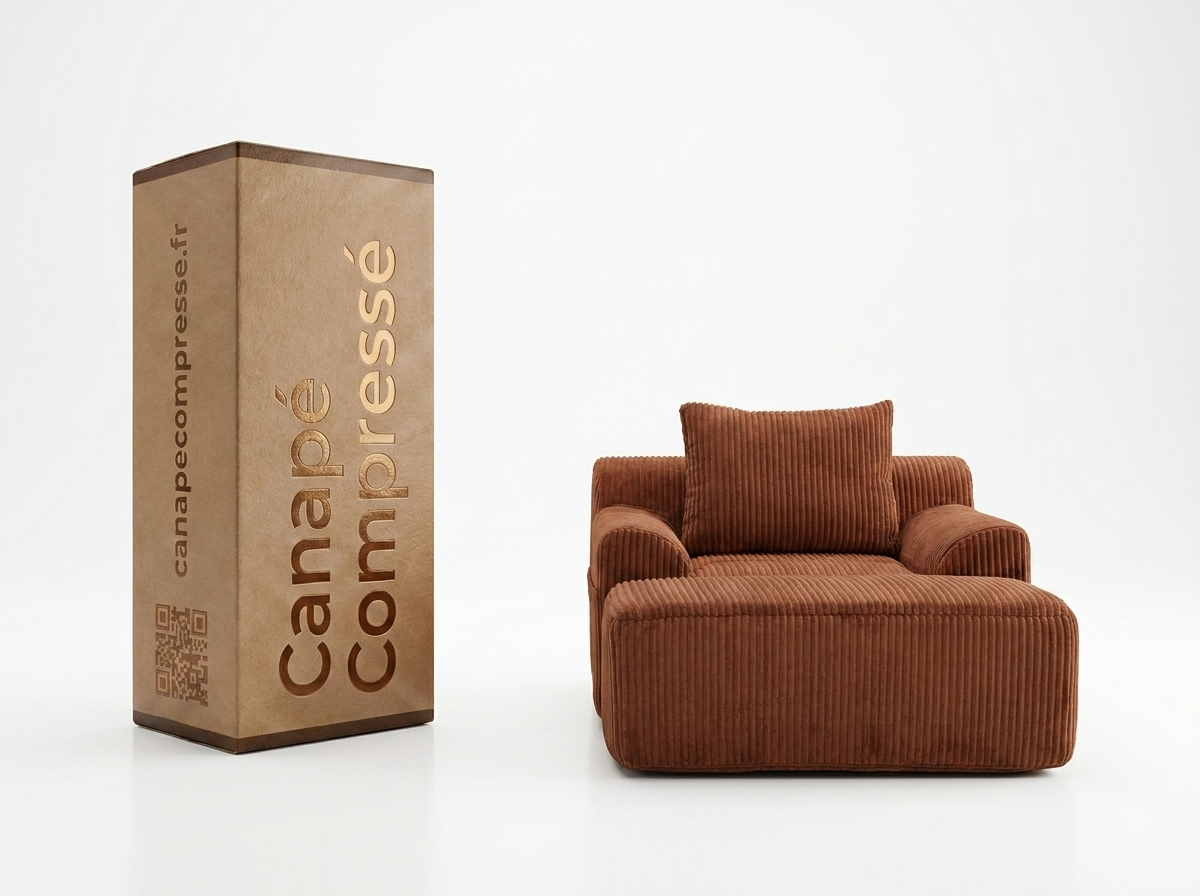 Fauteuil Compressé 1 place Orange en Velours côtelé - LVHOM