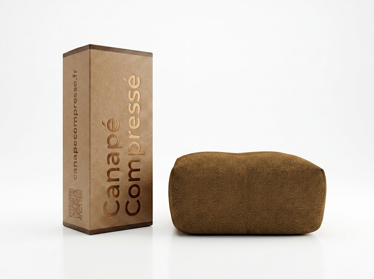 Pouf Compressé Bronze en Tissu - Alba