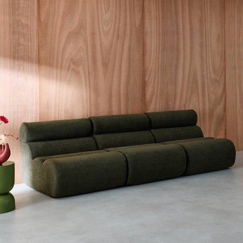 Chauffeuse Compressé Kaki modulable 3 place tissu effet alpaca - Nova