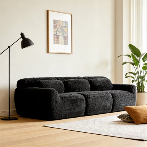 Canapé Compressé 3 places Noir design - Wind