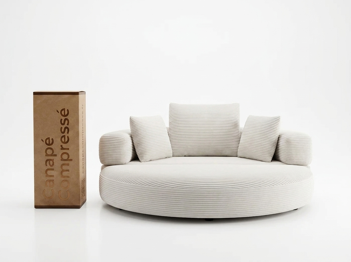 Canapé Compressé Modulable Convertible 2 places Beige en Velours - LVHOM